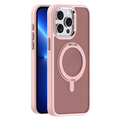 For iPhone 13 Pro Max Skin Feel Frosted MagSafe Magnetic Rotating Holder Phone Case(Pink) - iPhone 13 Pro Max Cases by buy2fix | Online Shopping UK | buy2fix