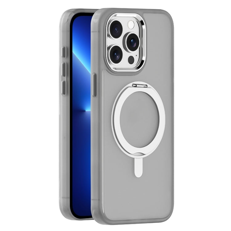 For iPhone 13 Pro Skin Feel Frosted MagSafe Magnetic Rotating Holder Phone Case(Light Grey) - iPhone 13 Pro Cases by buy2fix | Online Shopping UK | buy2fix