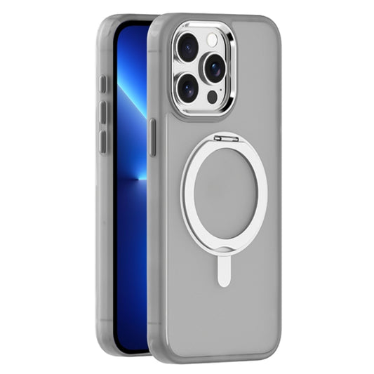For iPhone 13 Pro Skin Feel Frosted MagSafe Magnetic Rotating Holder Phone Case(Light Grey) - iPhone 13 Pro Cases by buy2fix | Online Shopping UK | buy2fix