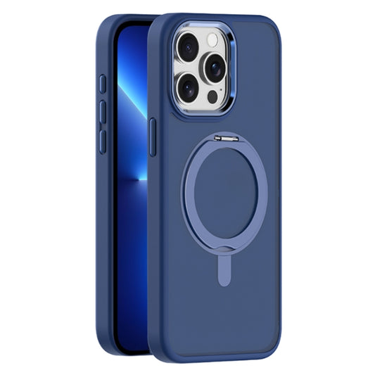 For iPhone 13 Pro Skin Feel Frosted MagSafe Magnetic Rotating Holder Phone Case(Dark Blue) - iPhone 13 Pro Cases by buy2fix | Online Shopping UK | buy2fix