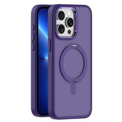 For iPhone 13 Pro Skin Feel Frosted MagSafe Magnetic Rotating Holder Phone Case(Purple) - iPhone 13 Pro Cases by buy2fix | Online Shopping UK | buy2fix