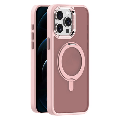 For iPhone 12 Pro Skin Feel Frosted MagSafe Magnetic Rotating Holder Phone Case(Pink) - iPhone 12 / 12 Pro Cases by buy2fix | Online Shopping UK | buy2fix