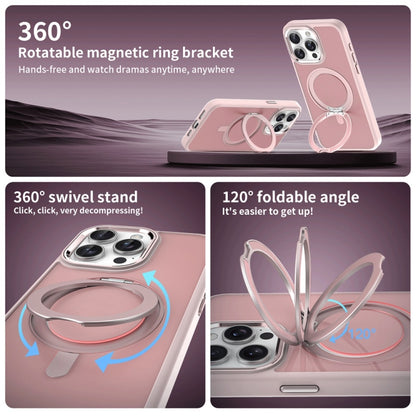 For iPhone 13 Pro Skin Feel Frosted MagSafe Magnetic Rotating Holder Phone Case(Pink) - iPhone 13 Pro Cases by buy2fix | Online Shopping UK | buy2fix