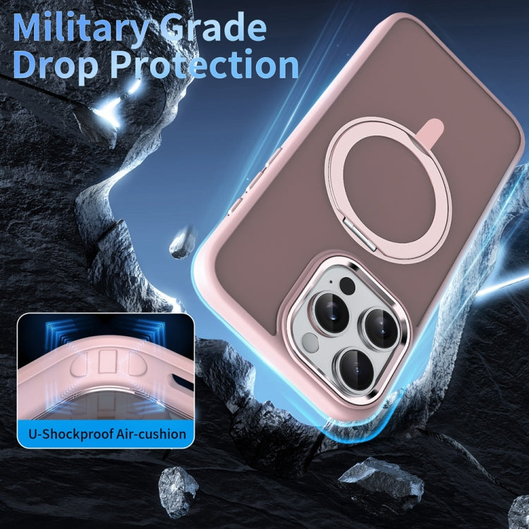 For iPhone 15 Pro Max Skin Feel Frosted MagSafe Magnetic Rotating Holder Phone Case(Light Grey) - iPhone 15 Pro Max Cases by buy2fix | Online Shopping UK | buy2fix