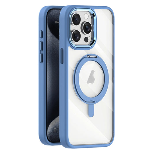 For iPhone 15 Pro Transparent MagSafe Magnetic Rotating Holder Phone Case(Light Blue) - iPhone 15 Pro Cases by buy2fix | Online Shopping UK | buy2fix