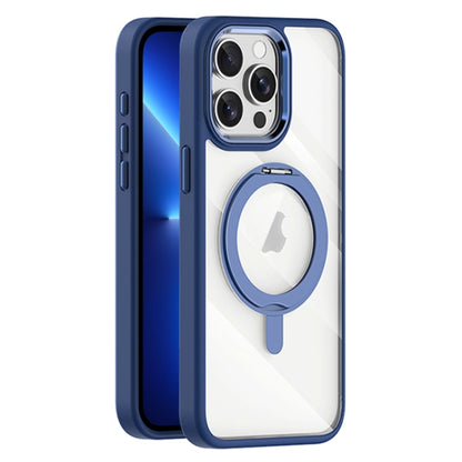For iPhone 13 Pro Max Transparent MagSafe Magnetic Rotating Holder Phone Case(Dark Blue) - iPhone 13 Pro Max Cases by buy2fix | Online Shopping UK | buy2fix