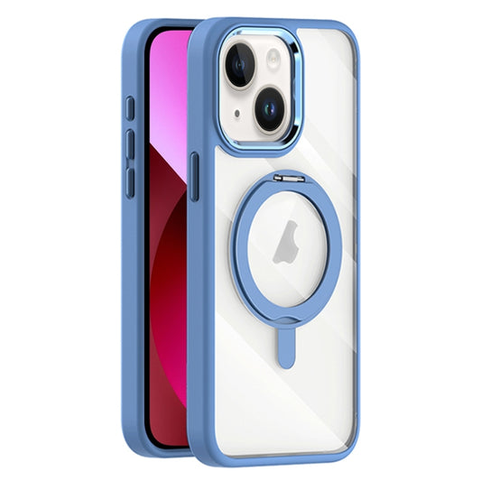 For iPhone 13 Transparent MagSafe Magnetic Rotating Holder Phone Case(Light Blue) - iPhone 13 Cases by buy2fix | Online Shopping UK | buy2fix