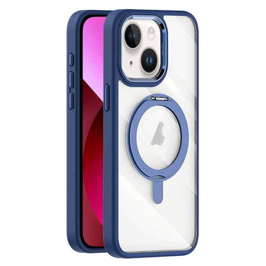 For iPhone 13 Transparent MagSafe Magnetic Rotating Holder Phone Case(Dark Blue) - iPhone 13 Cases by buy2fix | Online Shopping UK | buy2fix