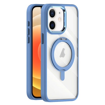 For iPhone 12 Transparent MagSafe Magnetic Rotating Holder Phone Case(Light Blue) - iPhone 12 / 12 Pro Cases by buy2fix | Online Shopping UK | buy2fix