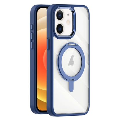 For iPhone 12 Transparent MagSafe Magnetic Rotating Holder Phone Case(Dark Blue) - iPhone 12 / 12 Pro Cases by buy2fix | Online Shopping UK | buy2fix