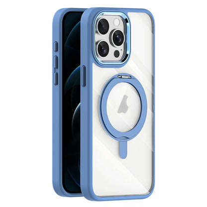For iPhone 12 Pro Transparent MagSafe Magnetic Rotating Holder Phone Case(Light Blue) - iPhone 12 / 12 Pro Cases by buy2fix | Online Shopping UK | buy2fix