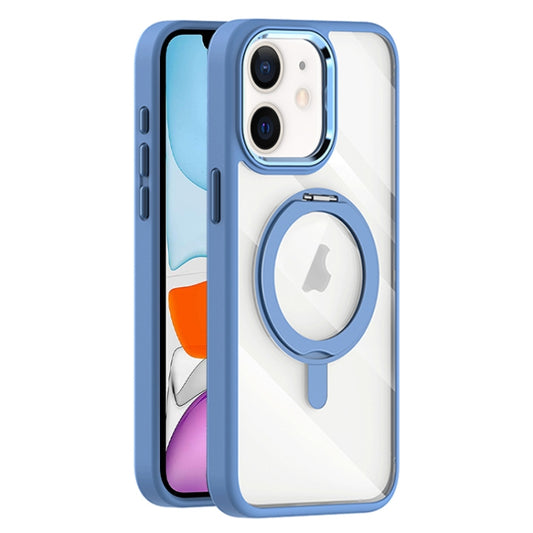 For iPhone 11 Transparent MagSafe Magnetic Rotating Holder Phone Case(Light Blue) - iPhone 11 Cases by buy2fix | Online Shopping UK | buy2fix
