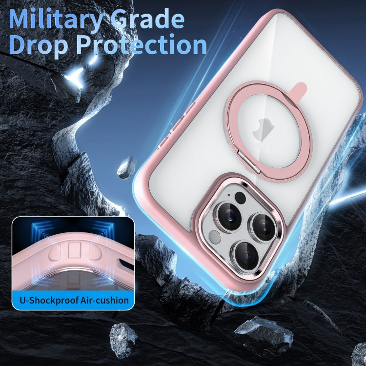 For iPhone 13 Pro Transparent MagSafe Magnetic Rotating Holder Phone Case(Pink) - iPhone 13 Pro Cases by buy2fix | Online Shopping UK | buy2fix
