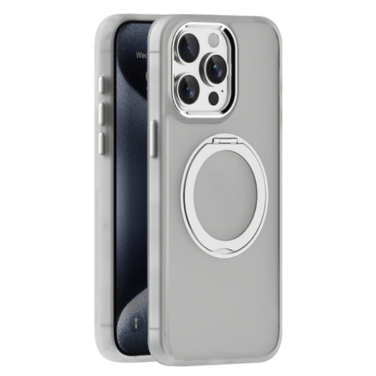 For iPhone 15 Pro Max Skin Feel Frosted MagSafe Magnetic Holder Phone Case(Light Grey) - iPhone 15 Pro Max Cases by buy2fix | Online Shopping UK | buy2fix