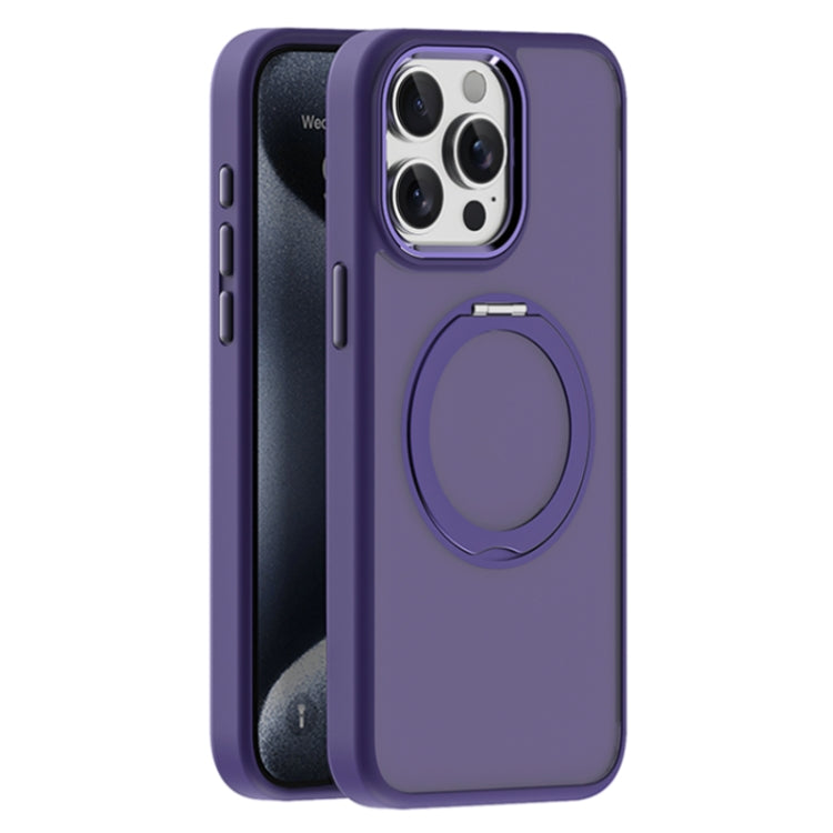 For iPhone 15 Pro Max Skin Feel Frosted MagSafe Magnetic Holder Phone Case(Purple) - iPhone 15 Pro Max Cases by buy2fix | Online Shopping UK | buy2fix