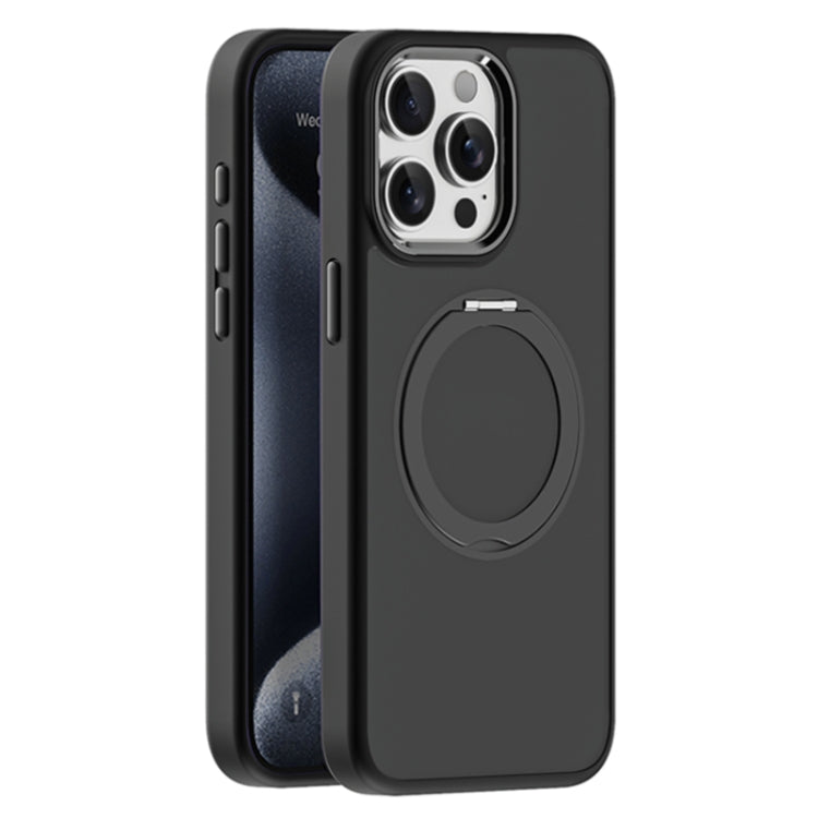 For iPhone 15 Pro Max Skin Feel Frosted MagSafe Magnetic Holder Phone Case(Black) - iPhone 15 Pro Max Cases by buy2fix | Online Shopping UK | buy2fix