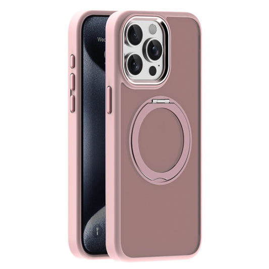 For iPhone 15 Pro Skin Feel Frosted MagSafe Magnetic Holder Phone Case(Pink) - iPhone 15 Pro Cases by buy2fix | Online Shopping UK | buy2fix