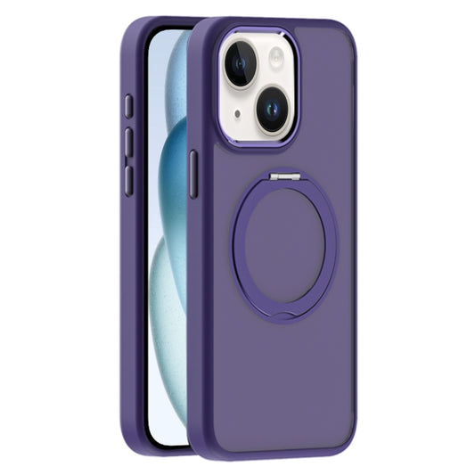 For iPhone 15 Plus Skin Feel Frosted MagSafe Magnetic Holder Phone Case(Purple) - iPhone 15 Plus Cases by buy2fix | Online Shopping UK | buy2fix