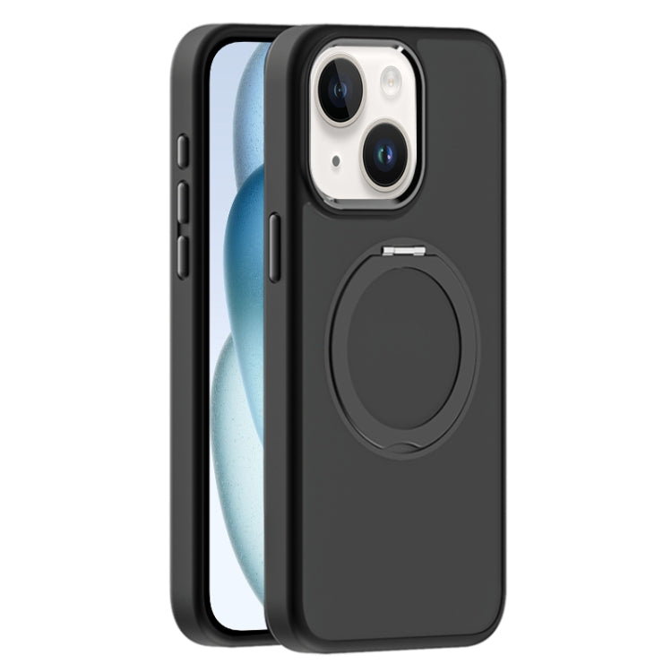 For iPhone 15 Plus Skin Feel Frosted MagSafe Magnetic Holder Phone Case(Black) - iPhone 15 Plus Cases by buy2fix | Online Shopping UK | buy2fix