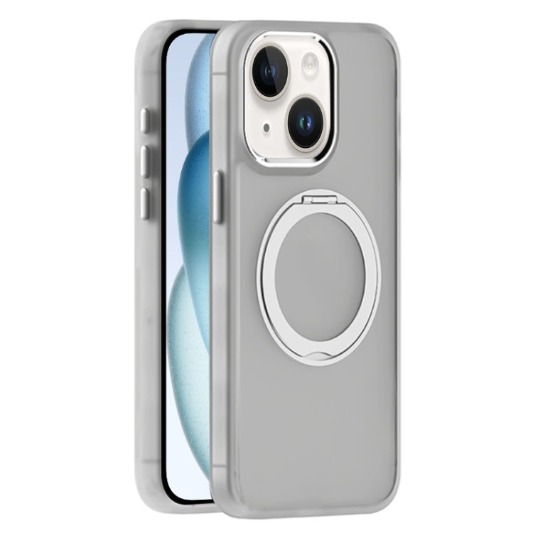 For iPhone 15 Skin Feel Frosted MagSafe Magnetic Holder Phone Case(Light Grey) - iPhone 15 Cases by buy2fix | Online Shopping UK | buy2fix