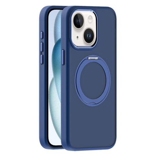 For iPhone 15 Skin Feel Frosted MagSafe Magnetic Holder Phone Case(Dark Blue) - iPhone 15 Cases by buy2fix | Online Shopping UK | buy2fix