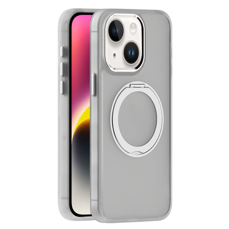 For iPhone 14 Plus Skin Feel Frosted MagSafe Magnetic Holder Phone Case(Light Grey) - iPhone 14 Plus Cases by buy2fix | Online Shopping UK | buy2fix
