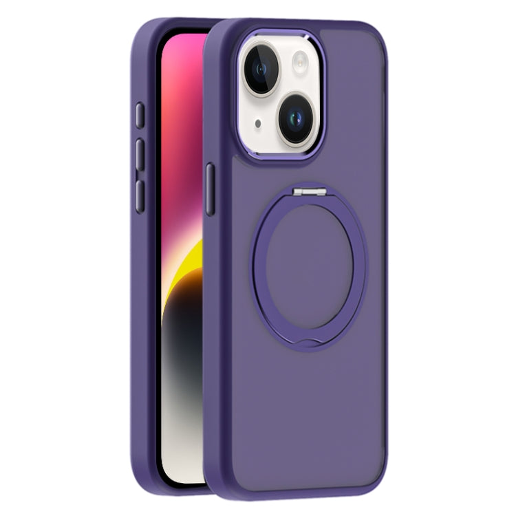 For iPhone 14 Plus Skin Feel Frosted MagSafe Magnetic Holder Phone Case(Purple) - iPhone 14 Plus Cases by buy2fix | Online Shopping UK | buy2fix
