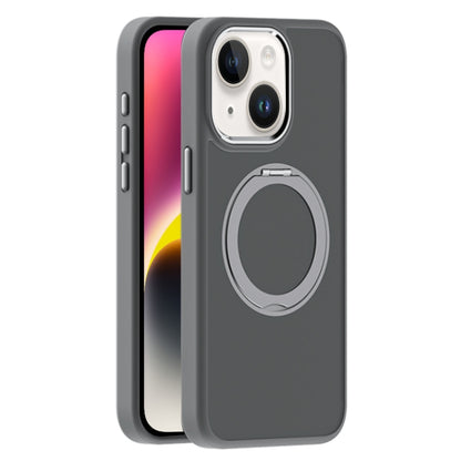 For iPhone 14 Plus Skin Feel Frosted MagSafe Magnetic Holder Phone Case(Dark Grey) - iPhone 14 Plus Cases by buy2fix | Online Shopping UK | buy2fix