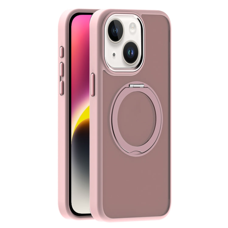 For iPhone 14 Plus Skin Feel Frosted MagSafe Magnetic Holder Phone Case(Pink) - iPhone 14 Plus Cases by buy2fix | Online Shopping UK | buy2fix