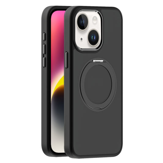 For iPhone 14 Plus Skin Feel Frosted MagSafe Magnetic Holder Phone Case(Black) - iPhone 14 Plus Cases by buy2fix | Online Shopping UK | buy2fix