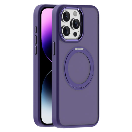 For iPhone 14 Pro Skin Feel Frosted MagSafe Magnetic Holder Phone Case(Purple) - iPhone 14 Pro Cases by buy2fix | Online Shopping UK | buy2fix