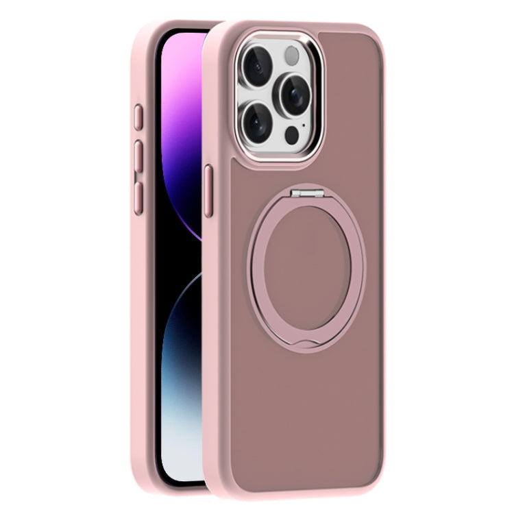 For iPhone 14 Pro Skin Feel Frosted MagSafe Magnetic Holder Phone Case(Pink) - iPhone 14 Pro Cases by buy2fix | Online Shopping UK | buy2fix
