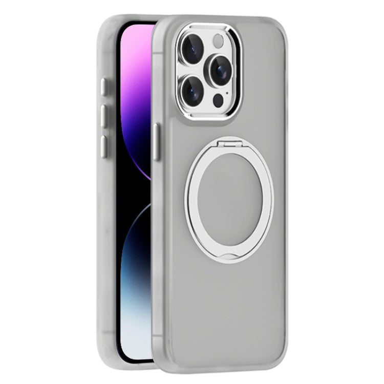 For iPhone 14 Pro Max Skin Feel Frosted MagSafe Magnetic Holder Phone Case(Light Grey) - iPhone 14 Pro Max Cases by buy2fix | Online Shopping UK | buy2fix