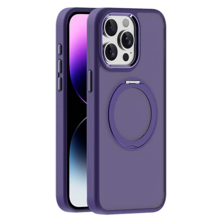 For iPhone 14 Pro Max Skin Feel Frosted MagSafe Magnetic Holder Phone Case(Purple) - iPhone 14 Pro Max Cases by buy2fix | Online Shopping UK | buy2fix