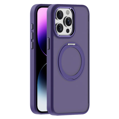 For iPhone 14 Pro Max Skin Feel Frosted MagSafe Magnetic Holder Phone Case(Purple) - iPhone 14 Pro Max Cases by buy2fix | Online Shopping UK | buy2fix