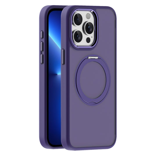 For iPhone 13 Pro Max Skin Feel Frosted MagSafe Magnetic Holder Phone Case(Purple) - iPhone 13 Pro Max Cases by buy2fix | Online Shopping UK | buy2fix