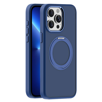 For iPhone 13 Pro Max Skin Feel Frosted MagSafe Magnetic Holder Phone Case(Dark Blue) - iPhone 13 Pro Max Cases by buy2fix | Online Shopping UK | buy2fix