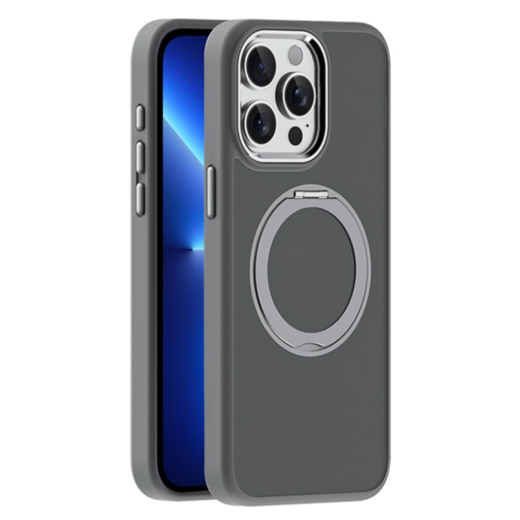 For iPhone 13 Pro Skin Feel Frosted MagSafe Magnetic Holder Phone Case(Dark Grey) - iPhone 13 Pro Cases by buy2fix | Online Shopping UK | buy2fix