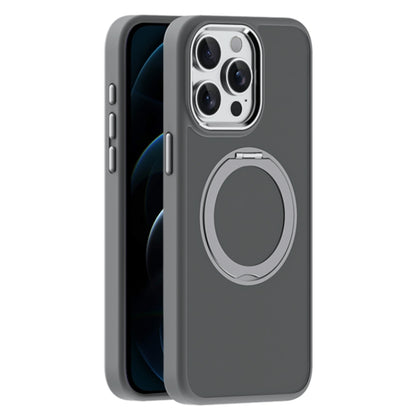 For iPhone 12 Pro Max Skin Feel Frosted MagSafe Magnetic Holder Phone Case(Dark Grey) - iPhone 12 Pro Max Cases by buy2fix | Online Shopping UK | buy2fix