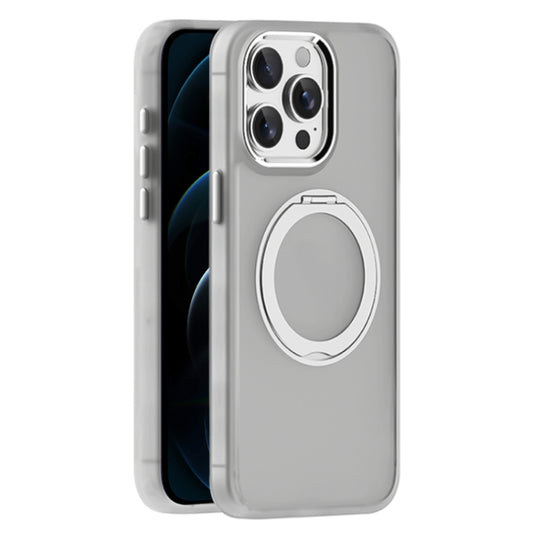 For iPhone 12 Pro Skin Feel Frosted MagSafe Magnetic Holder Phone Case(Light Grey) - iPhone 12 / 12 Pro Cases by buy2fix | Online Shopping UK | buy2fix