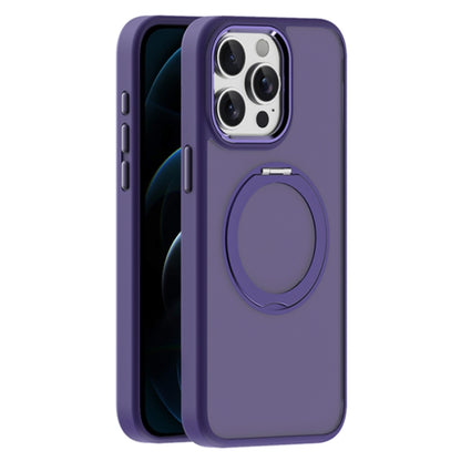 For iPhone 12 Pro Skin Feel Frosted MagSafe Magnetic Holder Phone Case(Purple) - iPhone 12 / 12 Pro Cases by buy2fix | Online Shopping UK | buy2fix