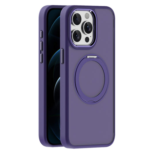 For iPhone 12 Pro Skin Feel Frosted MagSafe Magnetic Holder Phone Case(Purple) - iPhone 12 / 12 Pro Cases by buy2fix | Online Shopping UK | buy2fix