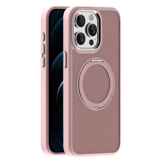 For iPhone 12 Pro Skin Feel Frosted MagSafe Magnetic Holder Phone Case(Pink) - iPhone 12 / 12 Pro Cases by buy2fix | Online Shopping UK | buy2fix