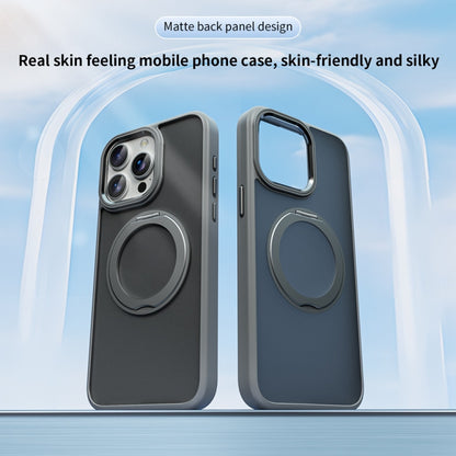 For iPhone 14 Plus Skin Feel Frosted MagSafe Magnetic Holder Phone Case(Dark Blue) - iPhone 14 Plus Cases by buy2fix | Online Shopping UK | buy2fix