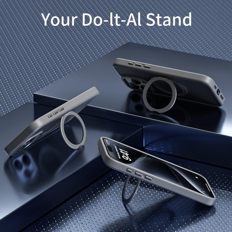 For iPhone 14 Pro Max Skin Feel Frosted MagSafe Magnetic Holder Phone Case(Dark Grey) - iPhone 14 Pro Max Cases by buy2fix | Online Shopping UK | buy2fix