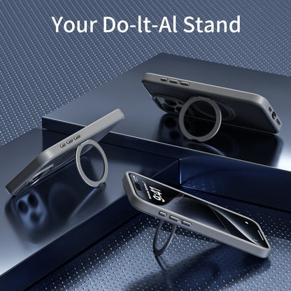 For iPhone 14 Pro Max Skin Feel Frosted MagSafe Magnetic Holder Phone Case(Black) - iPhone 14 Pro Max Cases by buy2fix | Online Shopping UK | buy2fix