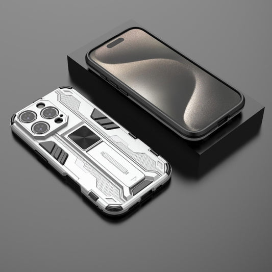 For iPhone 16 Pro Supersonic PC + TPU Holder Phone Case(White) by buy2fix