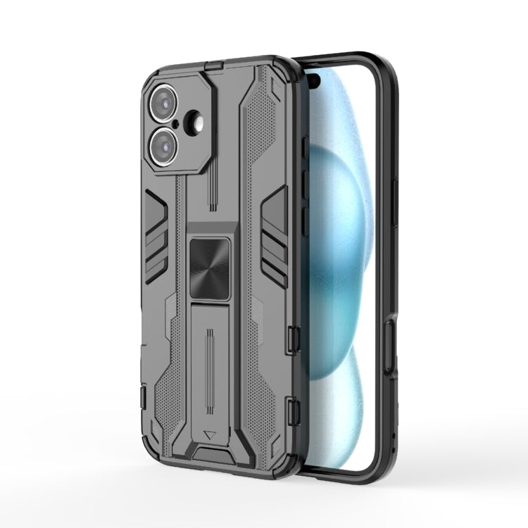 For iPhone 16 Plus Supersonic PC + TPU Holder Phone Case(Black) - iPhone 16 Plus Cases by buy2fix | Online Shopping UK | buy2fix