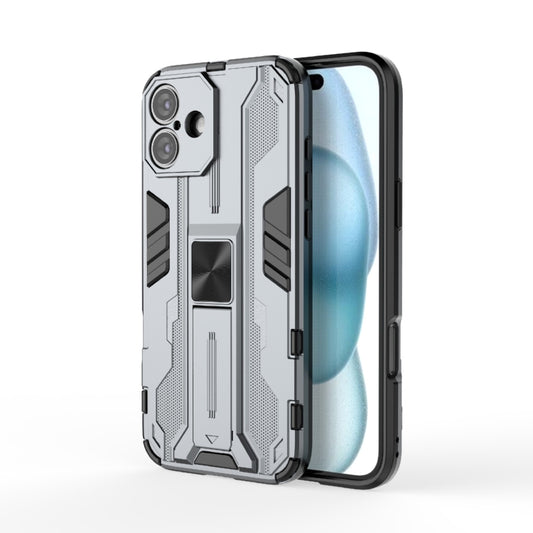 For iPhone 16 Plus Supersonic PC + TPU Holder Phone Case(Grey) - iPhone 16 Plus Cases by buy2fix | Online Shopping UK | buy2fix