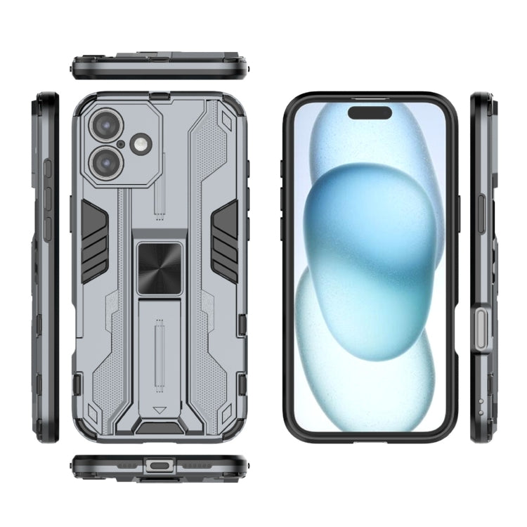 For iPhone 16 Plus Supersonic PC + TPU Holder Phone Case(Grey) - iPhone 16 Plus Cases by buy2fix | Online Shopping UK | buy2fix